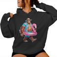 Hawaiian Bigfoot Sasquatch Pink Flamingo Pool Party Summer Women Hoodie