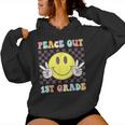 Peace Out First Grade Cute Groovy Last Day Of 1St Grade Women Hoodie