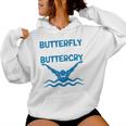 Butterfly Butterwhyバタフライバタフライファニー水泳チーム 長袖tシャツ レディースパーカー