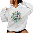 Color Our World Summer Reading 2025 Boho Wildflower Book Women Hoodie