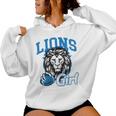 Lions Girl Messy Bun Sports Fan Team Women Hoodie