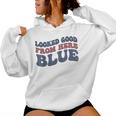 Looked Good From Here Blue Softball Mama Mom Game Day Women Hoodie