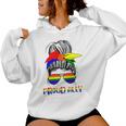 Messy Bun Proud Ally Pride Flag Love Lgbt レインボー サングラス レディースパーカー