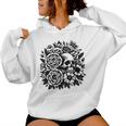 Skull Flower Rad Rock N Roll Graphic Retro レディースパーカー