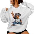 Teckel ロックミュージック 男性 子供 女性 ソーセージ 犬 ダックスフンド 長袖tシャツ レディースパーカー