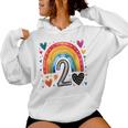 私はもう2歳 女の子のためのかわいいレインボーバースデーデザイン レディースパーカー