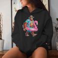 Hawaiian Bigfoot Sasquatch Pink Flamingo Pool Party Summer Women Hoodie Gifts for Her
