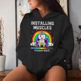 Instalación Del Entrenamiento De Levantamiento De Pesas Muscles Unicorn Rainbow Sudadera con capucha para mujer Regalos para ella