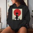 Japanese Samurai Girl Black Cat Ukiyo-E Katana Vintage Women Hoodie Gifts for Her