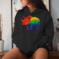 Lgbt 力強い虹色のサイ Rainbow Rhinoceros Graphic レディースパーカー 彼女への贈り物