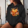 秋の花とカボチャ レディースパーカー 彼女への贈り物