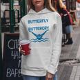 Butterfly Butterwhyバタフライバタフライファニー水泳チーム 長袖tシャツ レディースパーカー 面白い贈り物