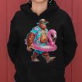 Hawaiian Bigfoot Sasquatch Pink Flamingo Pool Party Summer Women Hoodie