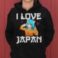 I Love Japan Kawaii Anime Girl Neko Cat Girl Otaku Weeb レディースパーカー