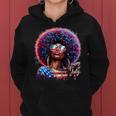 Melanin Afro African Happy 4Th Of July Black Girl Us Flag Women Hoodie