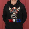 Merica Mule Donkey Patriotic 4Th Of July 面白い キッズ メンズ レディース レディースパーカー