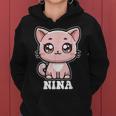 Nina かわいい猫 子猫デザイン 女の子 名前 ニーナ レディースパーカー