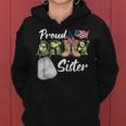 Proud Army Sister Military Sister With Dog Tag Us Flag Women Hoodie