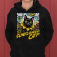 Sunflower Cat 黒猫 ひまわり 向日葵 アメコミ ネタアイテム レディースパーカー