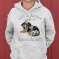& Life Is Better Dapple Dachshund Lover レディースパーカー