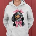 Coquette Bow Coonhound Dog Mom ピンクリボンガール レディースパーカー