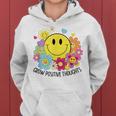 Grow Positive Thoughts イエロー スマイルフェイス 花 キッズ 女の子 レディースパーカー