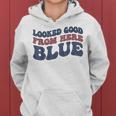 Looked Good From Here Blue Softball Mama Mom Game Day Women Hoodie