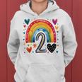 私はもう2歳 女の子のためのかわいいレインボーバースデーデザイン レディースパーカー
