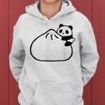 肉まんに抱きつくパンダ かわいい チャイナ 白黒 Panda Meat Bun レディースパーカー