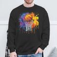 Basketball Colorful Drip Graphic Sweatshirt Gifts for Old Men