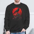 Black Gothic Raven Skull Red Moon Graphic Black Crow Sweatshirt Gifts for Old Men