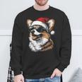 Corgi サンタハット 面白い かわいい 犬 ママ お父さん クリスマス 長袖tシャツ スウェットシャツ 高齢者への贈り物