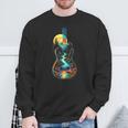 Guitar Lake Reflections Forest Pine Tree Moon Camp Guitarist Sweatshirt Gifts for Old Men