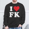 I Love Fk Initials I Heart FK First Last Name F K スウェットシャツ 高齢者への贈り物