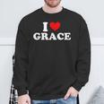 I Love Grace I Heart Grace ファーストネーム グレース ジョーク 面白い スウェットシャツ 高齢者への贈り物