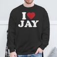 I Love Jay I Heart Jay レッドハート スウェットシャツ 高齢者への贈り物