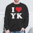 I Love Yk Initials I Heart YK First Last Name Y K スウェットシャツ 高齢者への贈り物