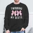 Pink Bow Twinning With My Bestie Twin Matching Twins Friends Sweatshirt Gifts for Old Men