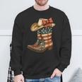 Retro Western Cowboy Boots Cowgirl American Flag 4Th Of July Sweatshirt Gifts for Old Men
