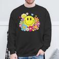かわいいスマイルフェイス 花 ハッピーフェイス 花 ハート キッズ ガールズ スウェットシャツ 高齢者への贈り物