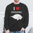 かわいい面白いシンプルなジュゴンの魚を引用します。 I Love Dugong スウェットシャツ 高齢者への贈り物