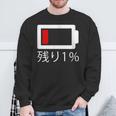 バッテリー残量1 バッテリー切れtシャツ バッテリー残量が少ない スウェットシャツ 高齢者への贈り物