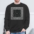 メンズ ブラック ホワイト バンダナ プリント ブラック ペイズリー柄 スウェットシャツ 高齢者への贈り物