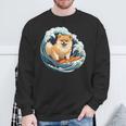 ポメラニアン 面白いtシャツ 犬 イヌ サーフィン 夏 かわいい メンズ 子供 おもしろ 服 グッズ ネタ スウェットシャツ 高齢者への贈り物