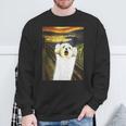 マルチーズ 面白いtシャツ 犬 ムンクの叫び かわいい メンズ 子供 おもしろ 服 グッズ ネタ わんこ スウェットシャツ 高齢者への贈り物
