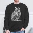 ラインアート 鳥・鳥類学者 オオツノフクロウ スウェットシャツ 高齢者への贈り物