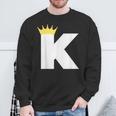英文字 K 大文字 アルファベット モノグラム イニシャル キング クイーン クラウン スウェットシャツ 高齢者への贈り物