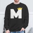 英文字 M 大文字 アルファベット モノグラム イニシャル キング クイーン クラウン スウェットシャツ 高齢者への贈り物