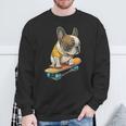 面白い フレンチブルドッグ スケートボード スケーター 犬 イングリッシュドッグ スウェットシャツ 高齢者への贈り物