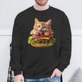 面白いファーストフードハンバーガー愛好家猫猫愛好家 Britishhorthair Burger Cat Food スウェットシャツ 高齢者への贈り物